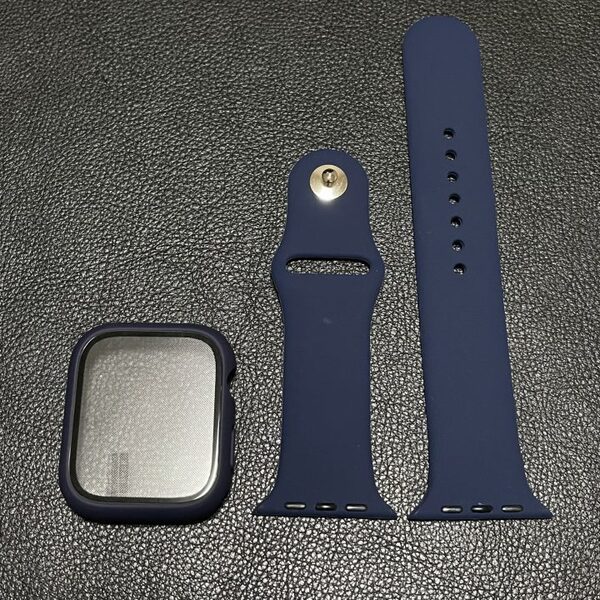 【2点セット】アップルウォッチ 41mm対応 ケースカバー+スポーツバンド 「ネイビー」バンドサイズ Sサイズ apple watch シリーズ 7 8