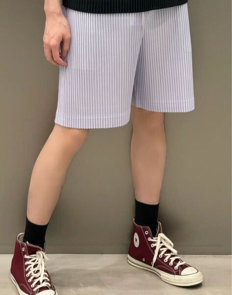 【新品+レア】HOMME PLISSE ISSEY MIYAKE プリーツ ショーツ ショート パンツ ラベンダー