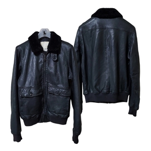 【良好】Denim & Supply RALPH LAUREN デニム&サプライ ラルフローレン 本革 レザー G-1 フライトジャケット ボンバージャケット 黒