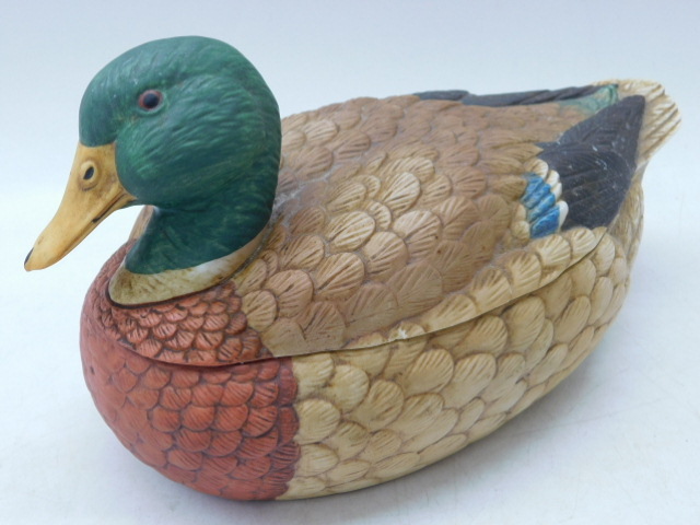 陶器 動物 鴨 置物 イタリア製 完成品 カルガモ マガモ アニマル