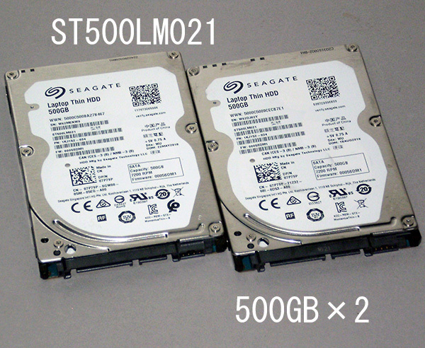 【送料無料】◆SEAGATE ST500LM021 500GB 「良品2個セット」薄型【即決】B