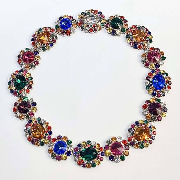 MIU MIU ミュウミュウ ラインストーン ネックレス マルチカラー レア 箱 レディース アクセサリー 希少 美品