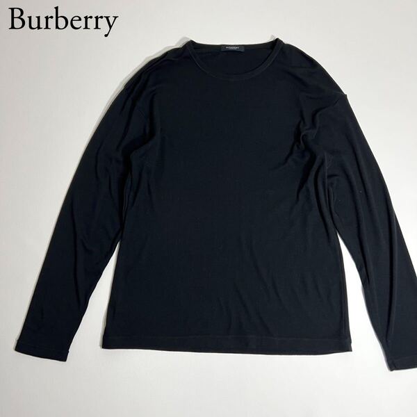 美品 BURBERRY LONDON バーバリーロンドン ニット セーター ブラック シンプル トップス L メンズ