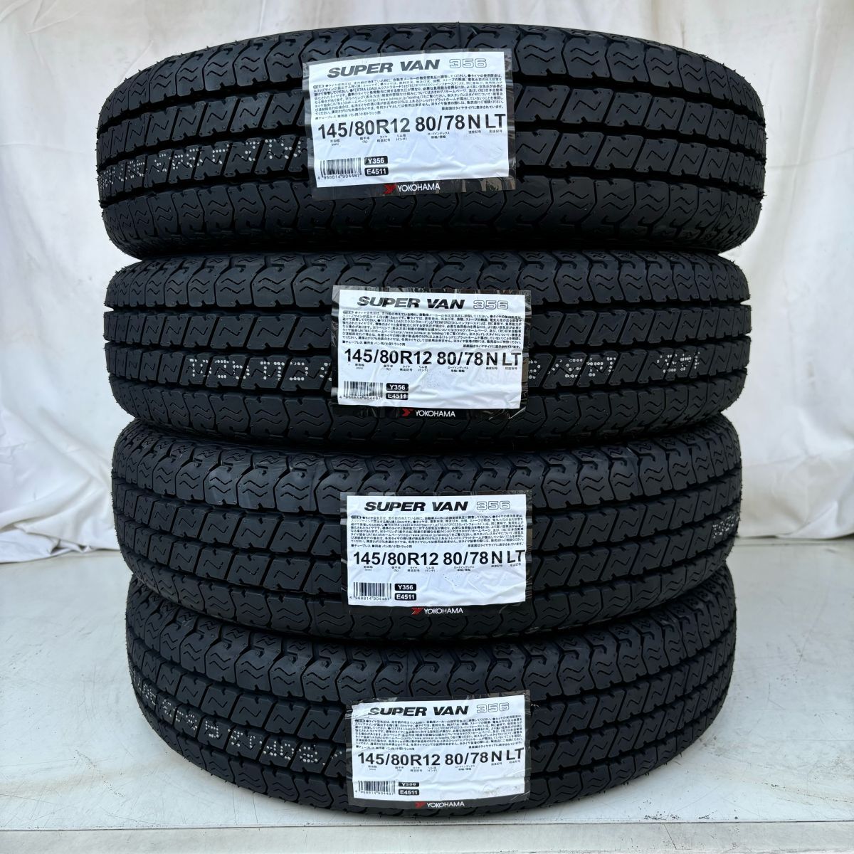 中古タイヤ 145/80R12 80/78N 4本セット ヨコハマ スーパー バン