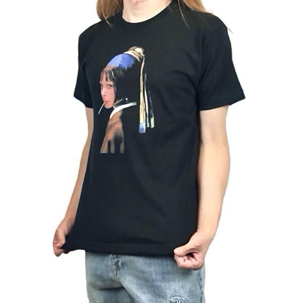 新品 LEON レオン マチルダ フェルメール 真珠の耳飾りの少女 青ターバン 映画ヒロイン 絵画アートパロディ Tシャツ ユニセックス Sサイズ