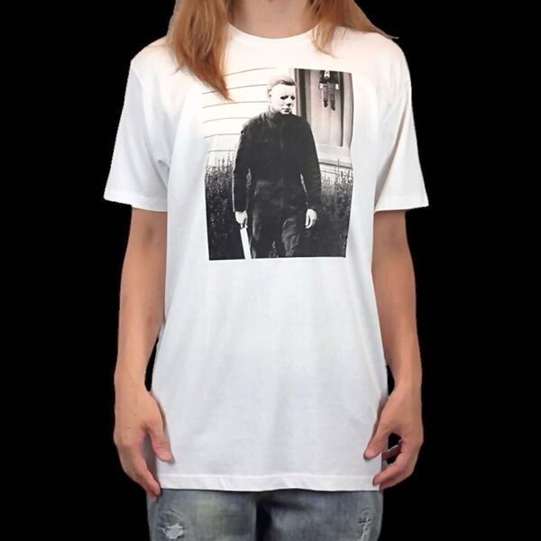新品 ハロウィン マスク 殺人鬼 ブギーマン マイケルマイヤーズ 70年代 ジョンカーペンター監督 ホラー映画 Tシャツ ユニセックス Mサイズ