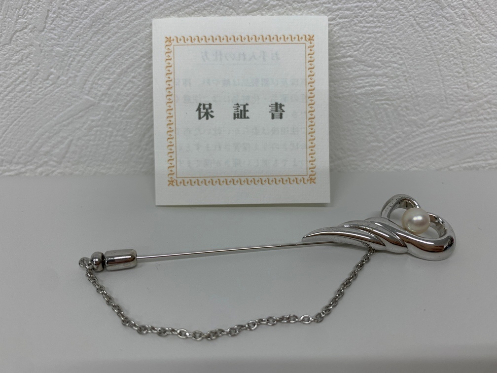 TASAKI 田崎真珠 ピンブローチ スカーフ留 シルバー パール