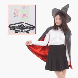 魔女 コスプレ ハロウィン マント 仮装 パーティーお手軽5点セット・初心者向け