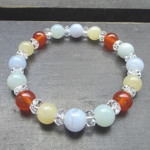 アマゾナイトxブルーレースxカーネリアンxアラゴナイトブレスレット 天然石 パワーストーン