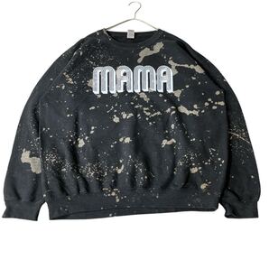 ブリーチ スウェット トレーナー MAMA カレッジ ブリーチ加工 ブラック 古着 US古着 00s トップス XLサイズ相当