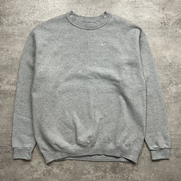 90s ナイキ スモール スウッシュ 刺繍 スウェット トレーナー サイズ L グレー