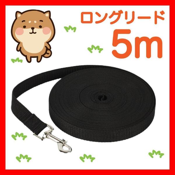 犬 リード ロングリード 5m 黒 小型犬 中型犬 リード5M2