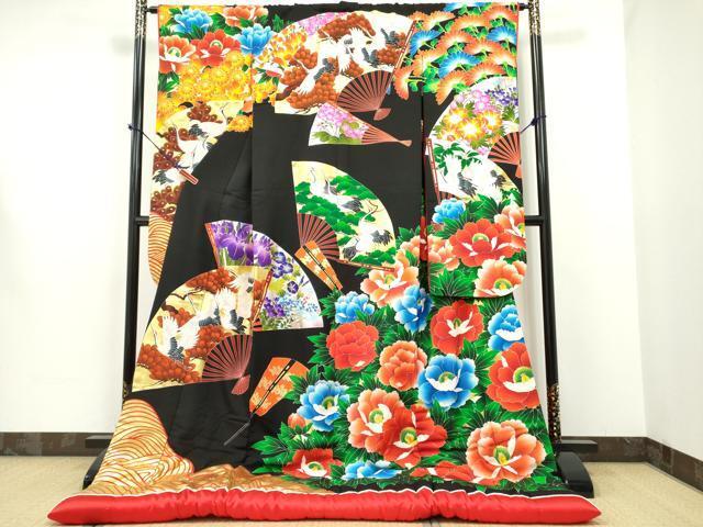 作家振袖 秋山庄太郎 豪華 金駒 金彩 洋花 アンティーク調 身丈160cm