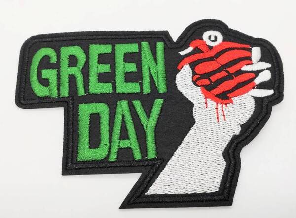 送料無料 グリーンデイ ロックバンド アイロン のりつき 刺繍 ワッペン アップリケ アメリカン雑貨 スマアク