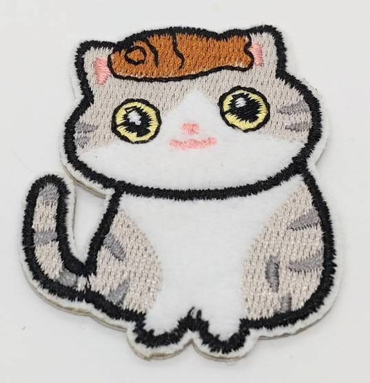 送料無料 猫 ねこ ネコ タイ焼き アイロン のりつき 刺繍 ワッペン アップリケ アメリカン雑貨 スマアク