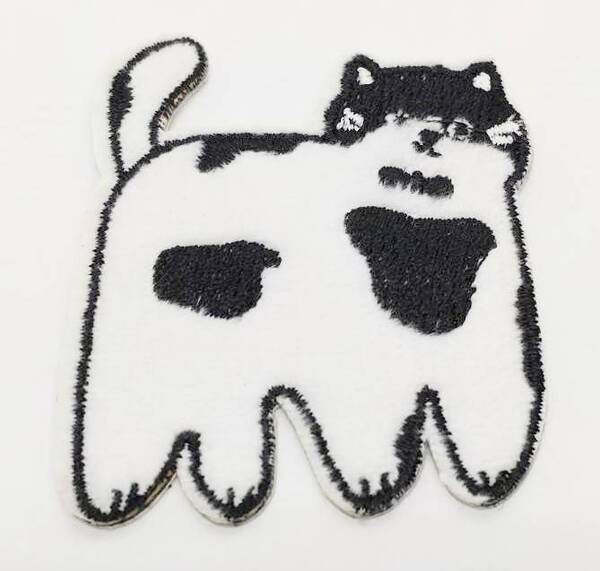 送料無料 猫 ねこ ネコ ワイド 立ち アイロン のりつき 刺繍 ワッペン アップリケ アメリカン雑貨 スマアク