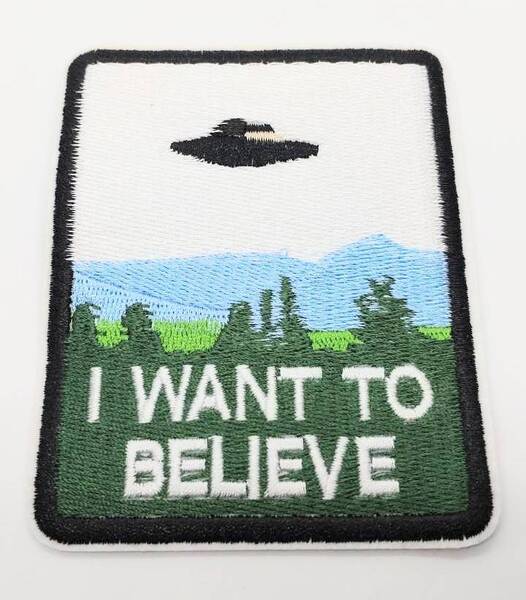 送料無料 UFO ビリーブ 宇宙人 アイロン のりつき 刺繍 ワッペン アップリケ アメリカン雑貨 スマアク