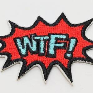 送料無料 WTF 感嘆 吹き出し 漫画 アイロン のりつき 刺繍 ワッペン アップリケ アメリカン雑貨 スマアク