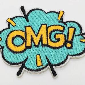 送料無料 OMG 感嘆 吹き出し 漫画 アイロン のりつき 刺繍 ワッペン アップリケ アメリカン雑貨 スマアク