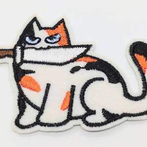 送料無料 猫 ねこ ネコ ナイフ ミケ アイロン のりつき 刺繍 ワッペン アップリケ アメリカン雑貨 スマアク