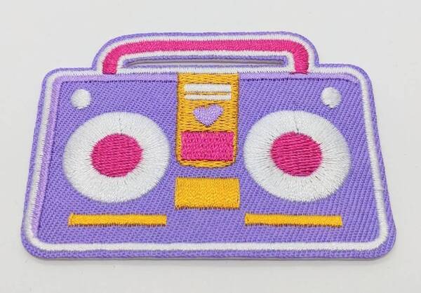 送料無料 ラジカセ ステレオ アイロン のりつき 刺繍 ワッペン アップリケ アメリカン雑貨 スマアク