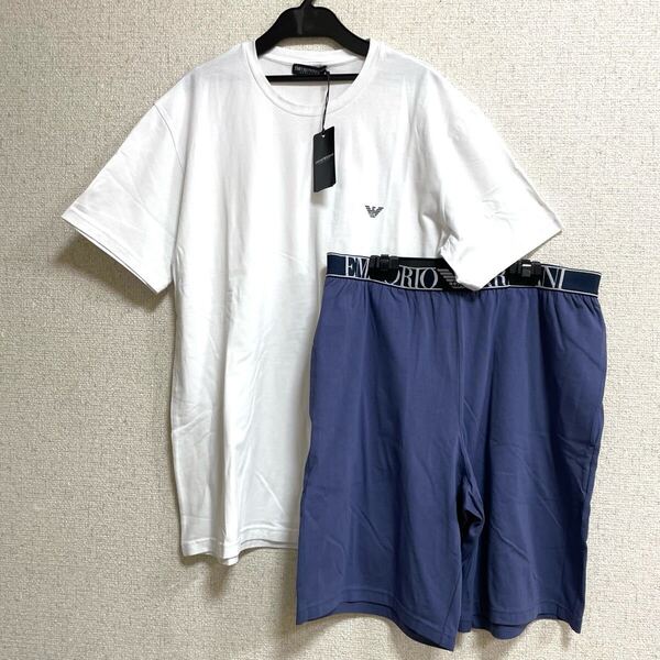 D 新品 エンポリオ アルマーニ ルームウェア 半袖Tシャツ ショートパンツ 上下セット Lサイズ パジャマ アンダーウェア ハーフパンツ