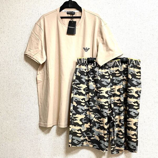 G 新品 エンポリオ アルマーニ ルームウェア 半袖Tシャツ ショートパンツ 上下セット Lサイズ パジャマ アンダーウェア ハーフパンツ