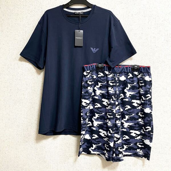 J 新品 エンポリオ アルマーニ ルームウェア 半袖Tシャツ ショートパンツ 上下セット Lサイズ パジャマ アンダーウェア ハーフパンツ