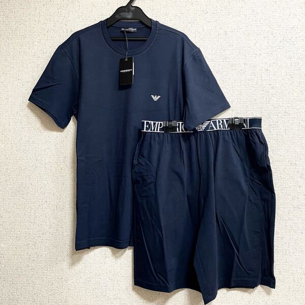 B 新品 エンポリオ アルマーニ ルームウェア 半袖Tシャツ ショートパンツ 上下セット Mサイズ パジャマ アンダーウェア ハーフパンツ