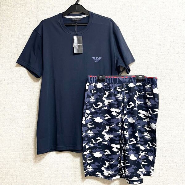 F 新品 エンポリオ アルマーニ ルームウェア 半袖Tシャツ ショートパンツ 上下セット Mサイズ パジャマ アンダーウェア ハーフパンツ