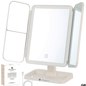 【明るさ調整や光モード切替が簡単にでき、快適に使用できる】 女優ミラー 卓上 鏡 三面鏡 LEDライト 化粧鏡 角度調整可能