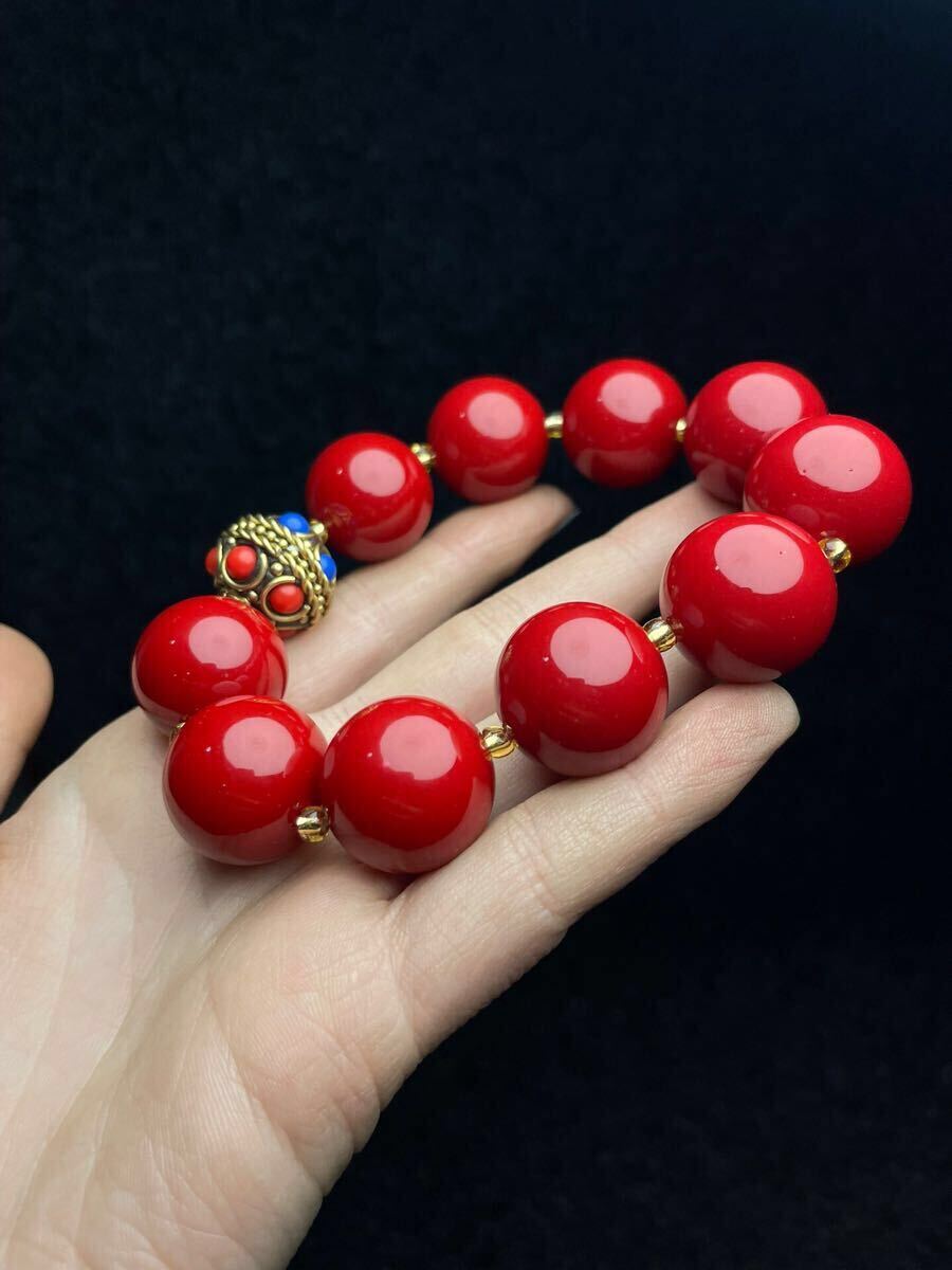 旧蔵 朱砂ブレスレット 朱砂数珠 刺繍のジュエリーボックス 飾り