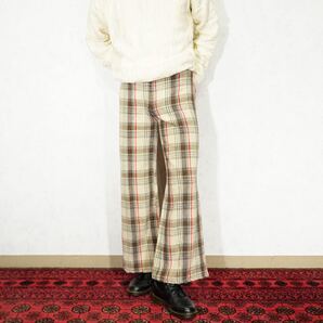 *SPECIAL ITEM* 70's USA VINTAGE happy legs CHECK PATTERNED DESIGN FLARE PANTS/70年代アメリカ古着チェック柄デザインフレアパンツ