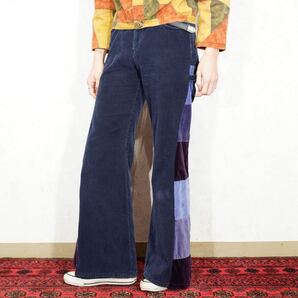 *SPECIAL ITEM* USA VINTAGE tilt CORDULOY VELOUR PATCHWORK REMAKE FLARE PANTS/アメリカ古着コーデュロイベロアパッチワークパンツ