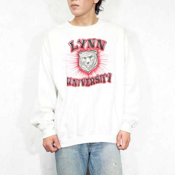 USA VINTAGE GILDAN LYNN UNIVERSITY HANDSOME BEAR HAND DRAWING DESIGN SWEAT SHIRT/アメリカ古着リン大学ハンサムくま手書きスウェット