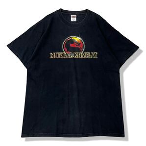 【00s】MORTAL KOMBAT(モータルコンバット) プリントロゴTシャツ ブラック L 半袖 クルーネック アーケードゲーム ビンテージTシャツ 古着