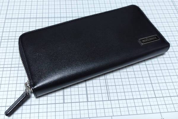 W76 新品/送料込 1.7万 ニューヨーカー 本革 エポ ラウンドファスナー 長財布 NEWYORKER ACCESSORY ブラック