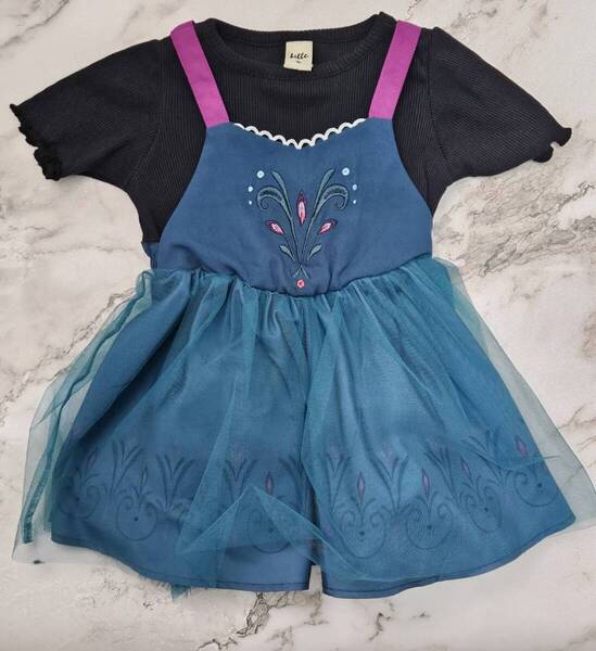 未使用 タグ付き しまむら LITTC アナと雪の女王 エルサ ドレスワンピース 80cm