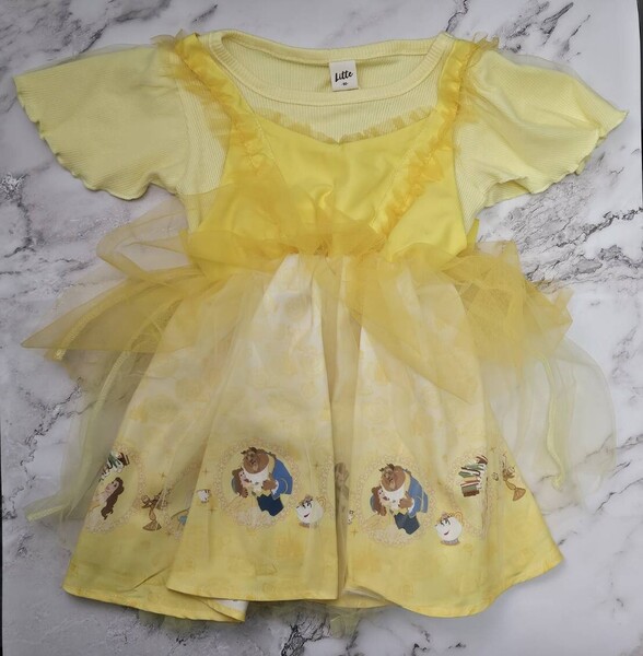 新品 未使用 しまむらLITTC 美女と野獣 ベル ドレスワンピースワンピース 90cm