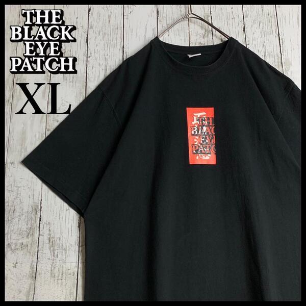 【希少XLサイズ】ブラックアイパッチ☆取扱注意ロゴ入り入手困難Tシャツ/2659