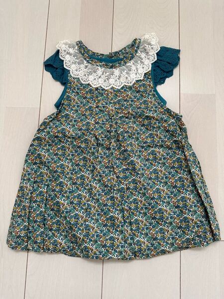 ★送料無料 新品 little s.t by s.t closet 花柄レース青色ワンピース 90㎝