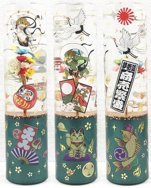 180mm 水中花 シフトノブ ロング 商売繁盛 招き猫 風神雷神 月見 達磨 大入 昇鯉 鶴 和柄 ワンオフ トラック野郎 旧車 当時 デコトラ