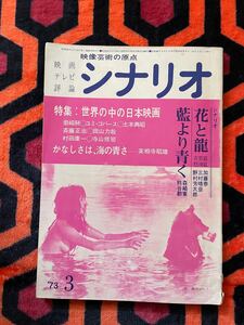 「 月刊シナリオ 1973 3月号 花と龍 藍より青く 特集:世界の中の日本映画」加藤泰 寺山修司 実相寺昭雄