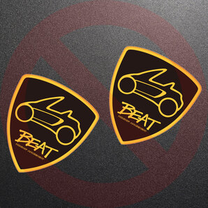 ホンダ ビート PP1 フェンダーエンブレム ステッカー “ ビートイラスト BK ” 左右セット(2枚) BEAT MASTER HONDA BEAT 新品|送料無料