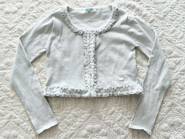 ★1回着美品★TOCCA★レース フリル ボレロカーディガン★140★シルバー★