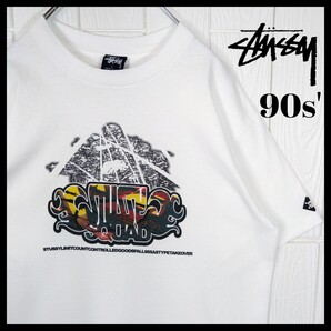 【STUSSY】90s'USA製 紺タグ グラデーショングラフィティ Tシャツ