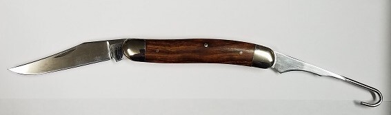 No. 1717 Bird Knives with Hook AuS-8 Stainless steel Blade:65mm hook:65mm Nickl-Silver両口金・鉄刀柄。Closed:100mm