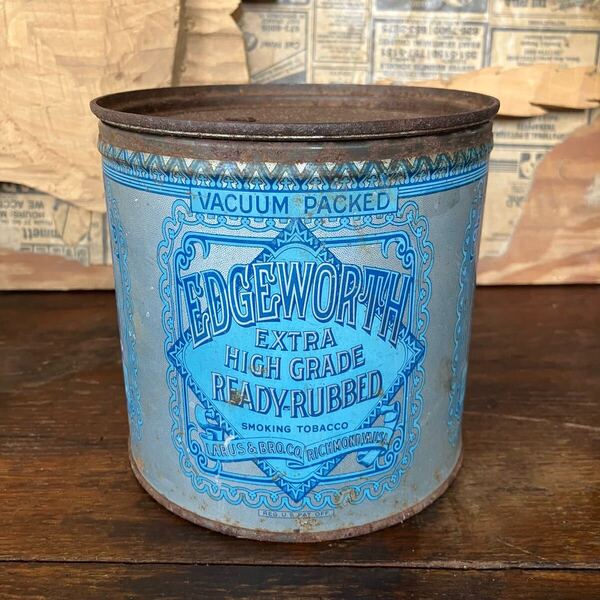【VINTAGE】 タバコ缶 TIN缶 EDGEWORTH 店舗什器 アンティーク 古着 US 店舗什器 古道 vintage