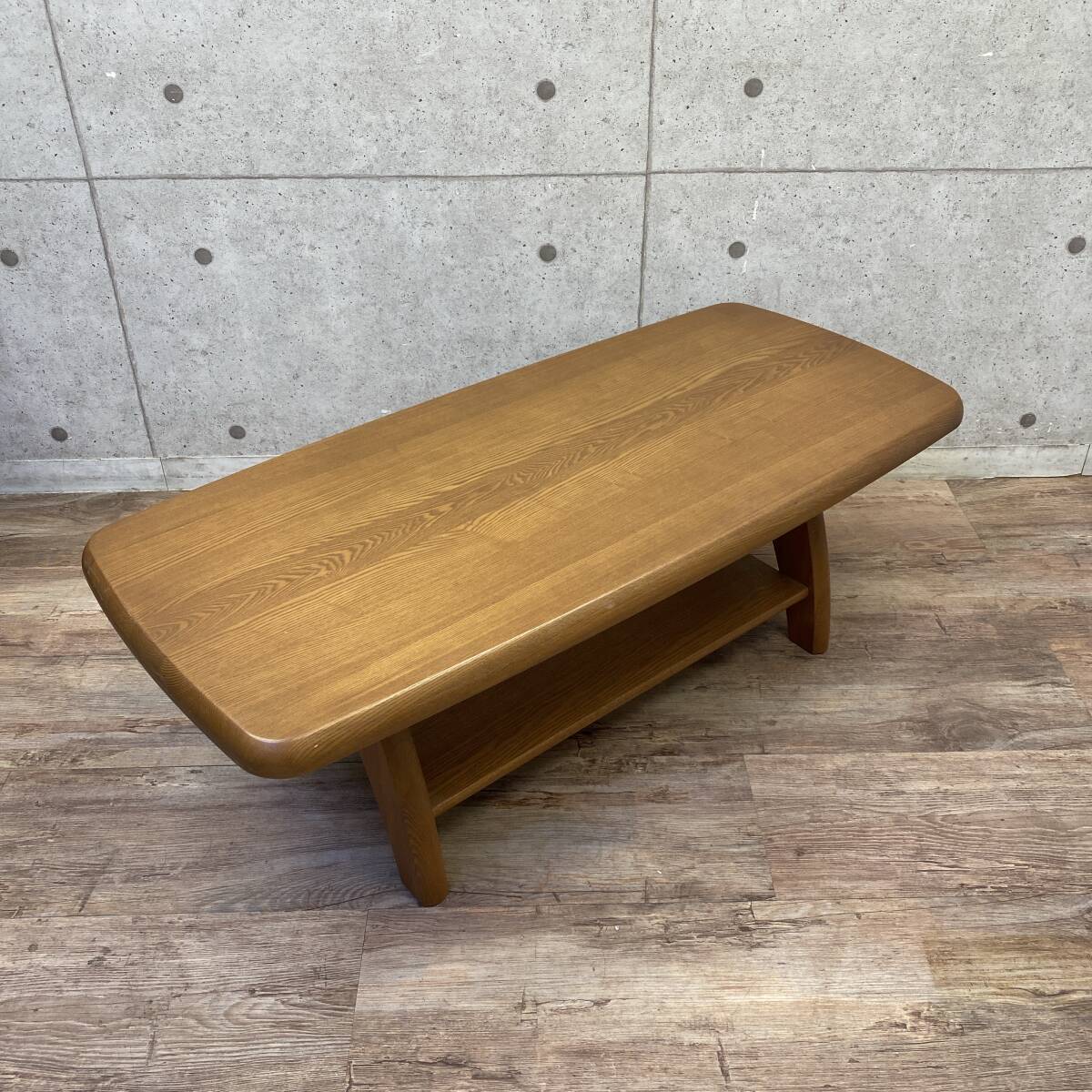 最終価格【埼玉発 直接引取可】ローテーブル ナガノインテリア 棚付 天然木 W1