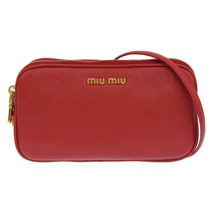  MiuMiu MIUMIU 2WAY сумка сумка на плечо сумка кожа красный б/у новое поступление OB2300